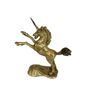Vintage 8" Tall Brass Unicorn Pegasus Figurine Mythical Magical Creature